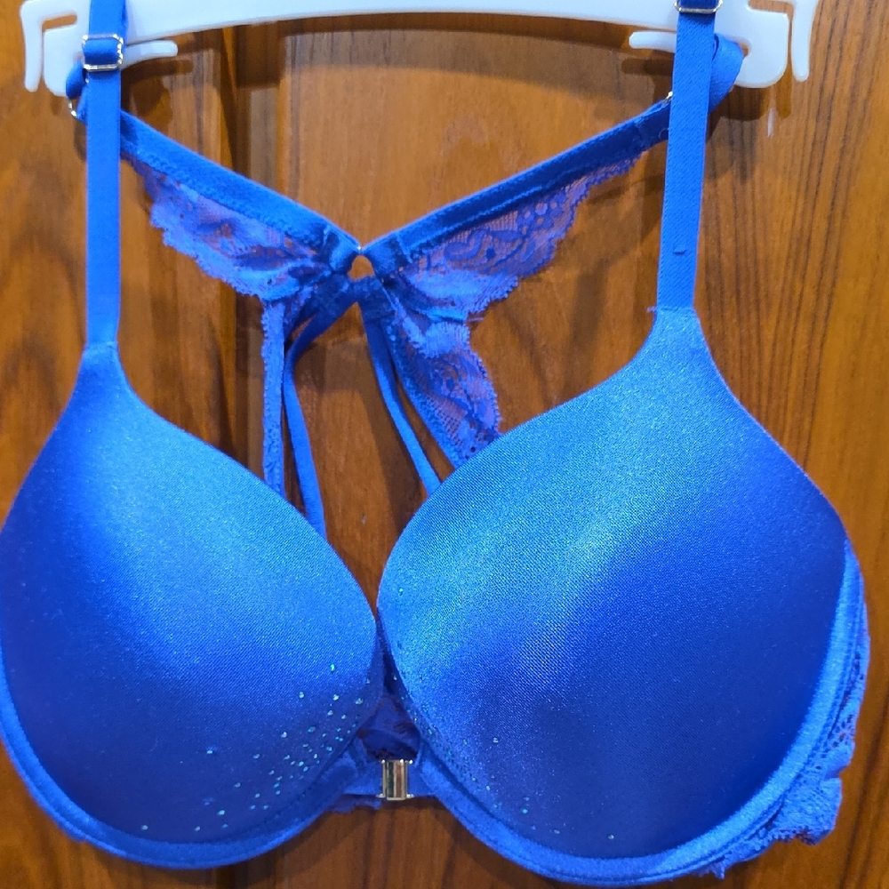 LASENZA Vibrant Blue Bra with Lace Detail